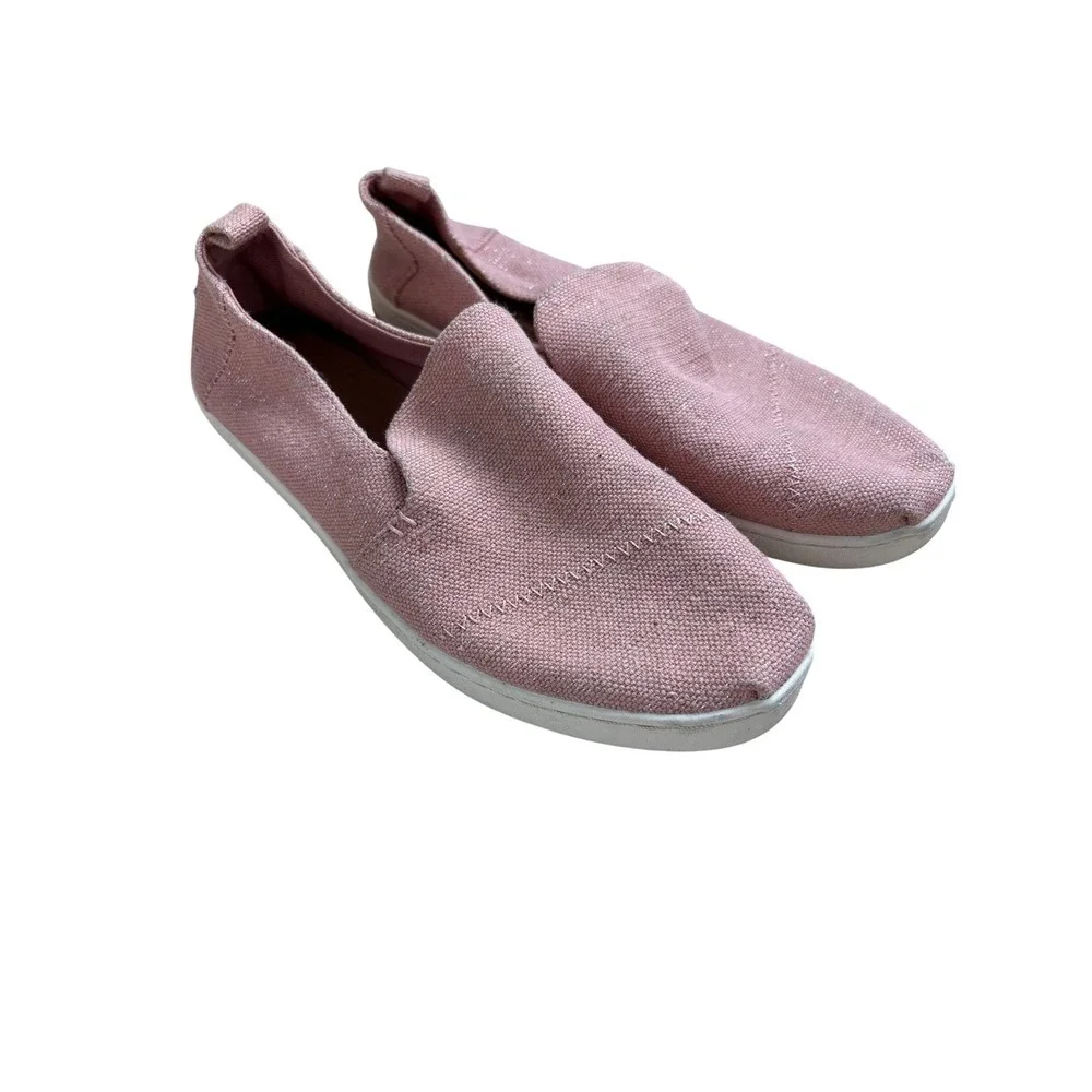 TOMS Pink Glitter Slip On Casual Comfort Shoes Women's Size 8‎ - Picture 2 of 6